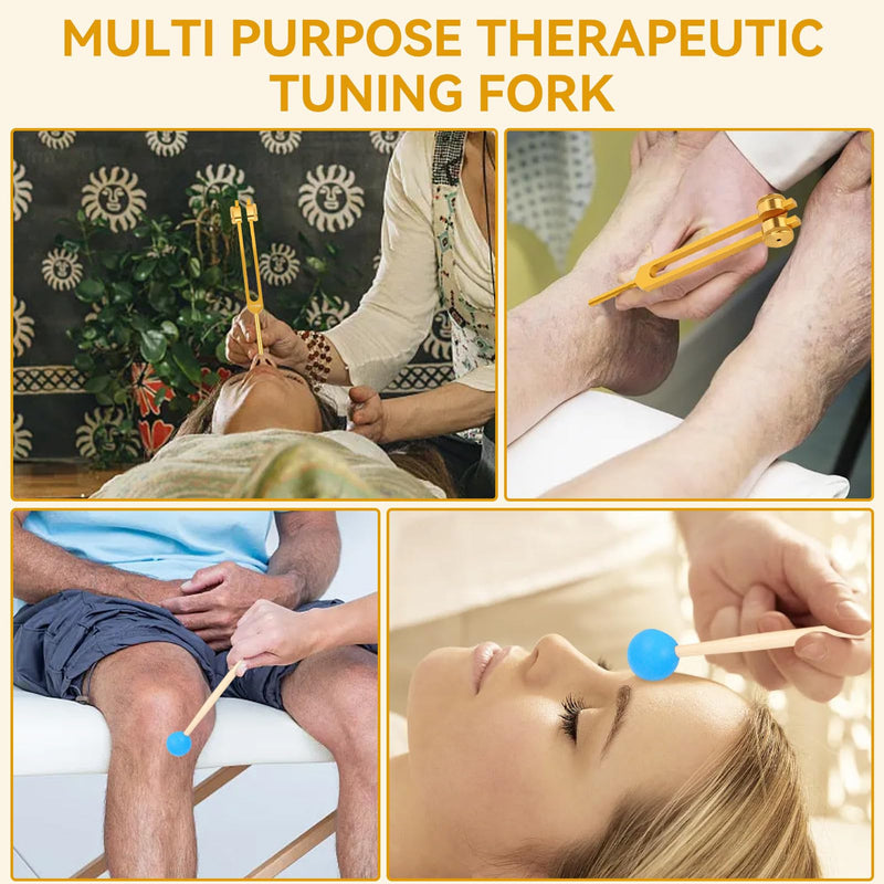 [AUSTRALIA] - 111HZ Tuning Forks for Healing, Frequency Tuning Fork with Hammer Frequency Healing Devices for DNA Repair Healing Sound Healing Forks (Gold) 