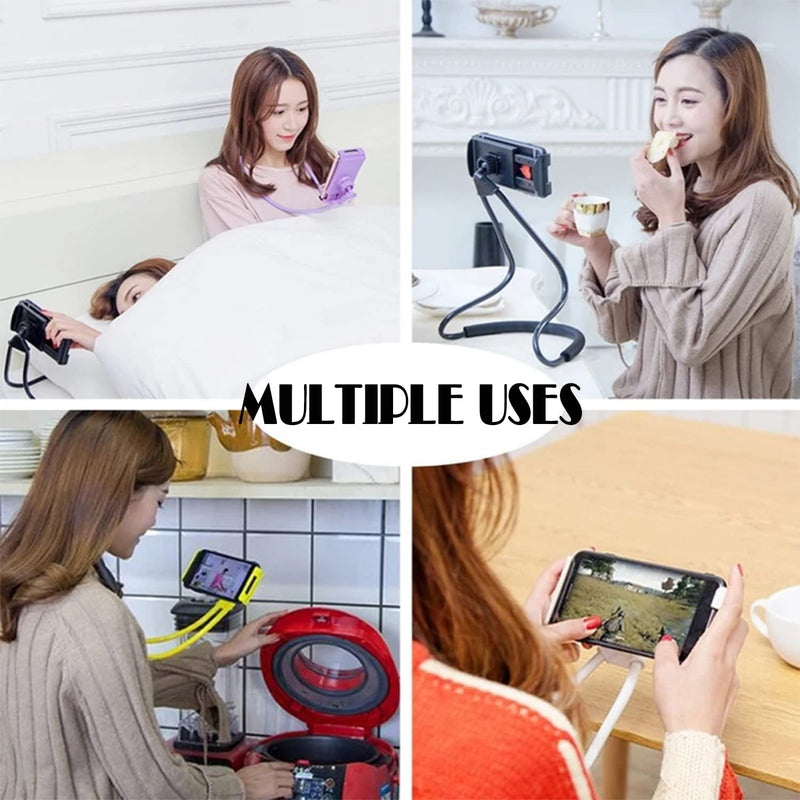Universal Moblie Phone Stand,Lazy Cell Phone Holder & Neck Cell Tablet Phone Mount Holder Flexible Lazy Bracket (Black) Black