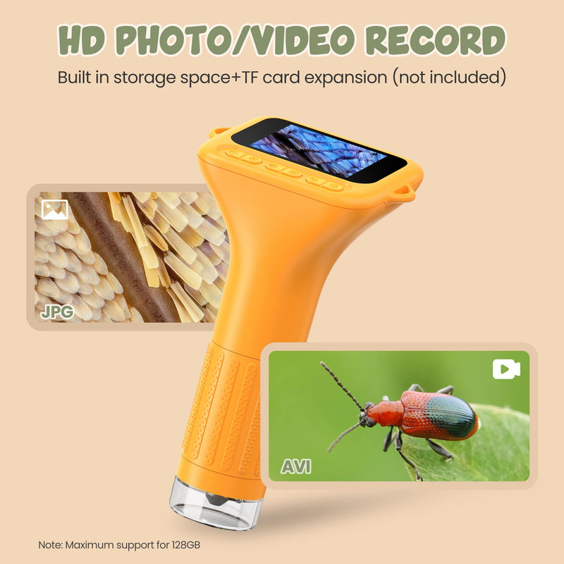 [AUSTRALIA] - Handheld Microscope for Kids Portable Pocket Digiscope - 2" IPS HD Screen 1000X Digital Microscopes Camera PC Compatible 3-12 Year Old Girl Boy Science Edu Fun Birthday Gifts Toys 