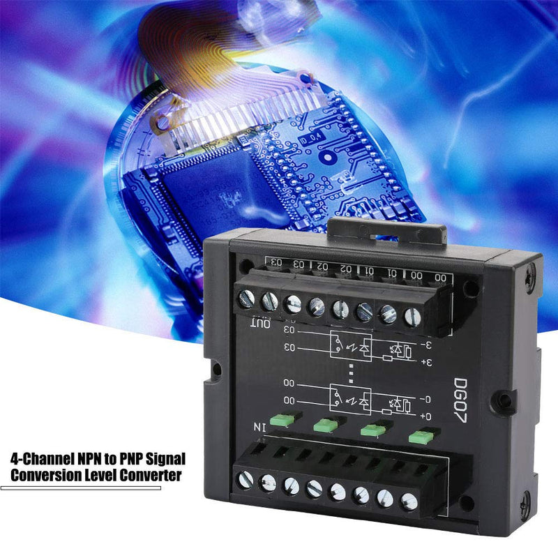 Nikou Level Converter, High Stability 10-28V Logic Level Converter, 4-Channel NPN to PNP Level Conversion with Two Lines DG07