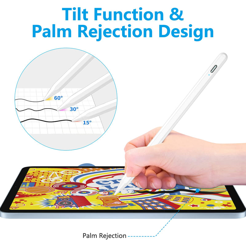 Stylus Pen for iPad with Palm Rejection and Tilt Sensitive, Stylus Pencil Compatible with (2018-2022) iPad Pro 11/12.9 inch, iPad 9th/8th/7th/6th Gen, iPad Air 5th/4th/3rd Gen, iPad Mini 6th/5th Gen