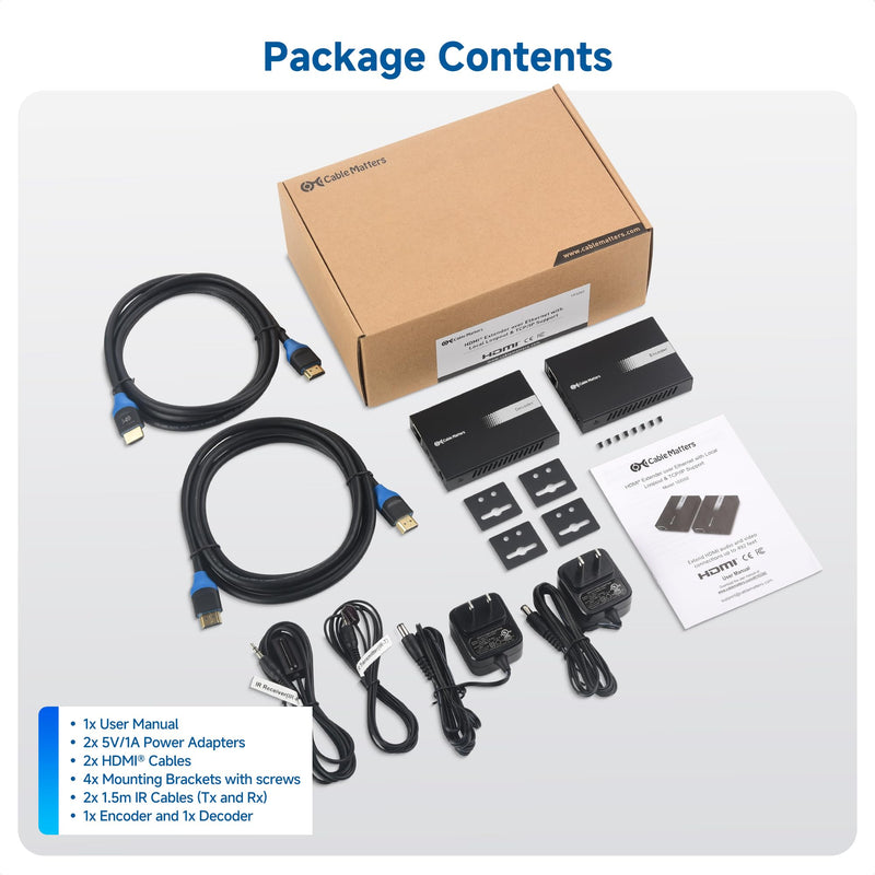 Cable Matters #1 Wall Mount 1080p HDMI Extender #2Cable Matters Receiver Box/Decoder for 1080p HDMI Extender