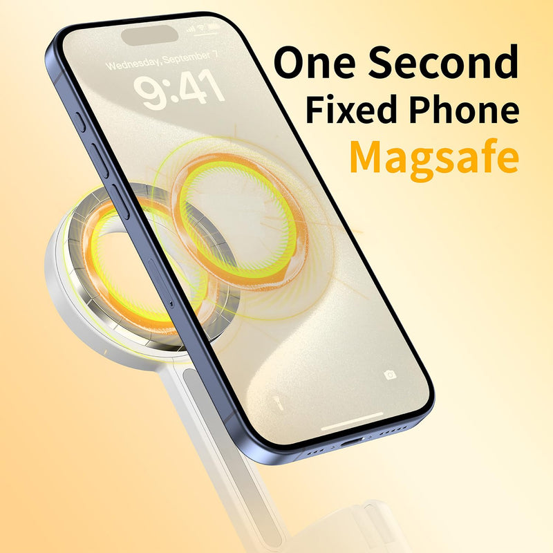 Magnetic Selfie Stick Tripod with Remote,54" Phone Tripod Compatible with MagSafe,Fit for iPhone 12/13/14/15 Series,Magsafe Case and Other Phones with Metal Ring Dark White