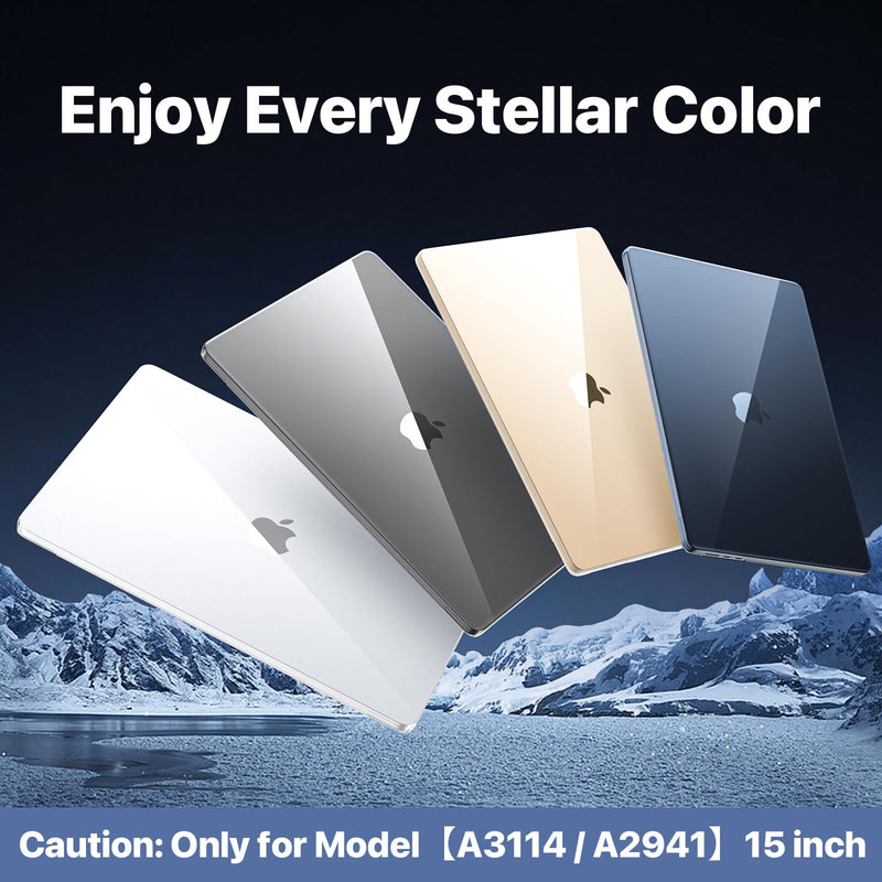 [AUSTRALIA] - for MacBook Air 15 inch Case M3 M2 2024 2023 [Exclusive Midnight, Dazzle Boldly] [Outshine Bare Beauty] Hard Shell Protective Cover for Laptop Model A3114 A2941 - Crystal Midnight 