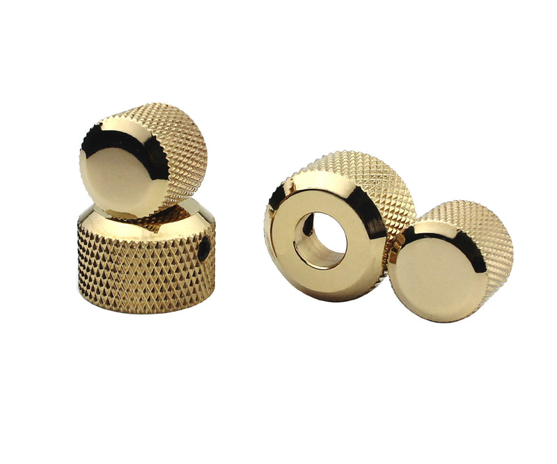 Guyker 2Pcs Brass Concentric Stacked Knobs, Dual Knurled Control Knobs, High Grade Dome Volume Tone Knob Replacement for Electric Guitar or Precision Bass - CNC Machined (Golden) Golden