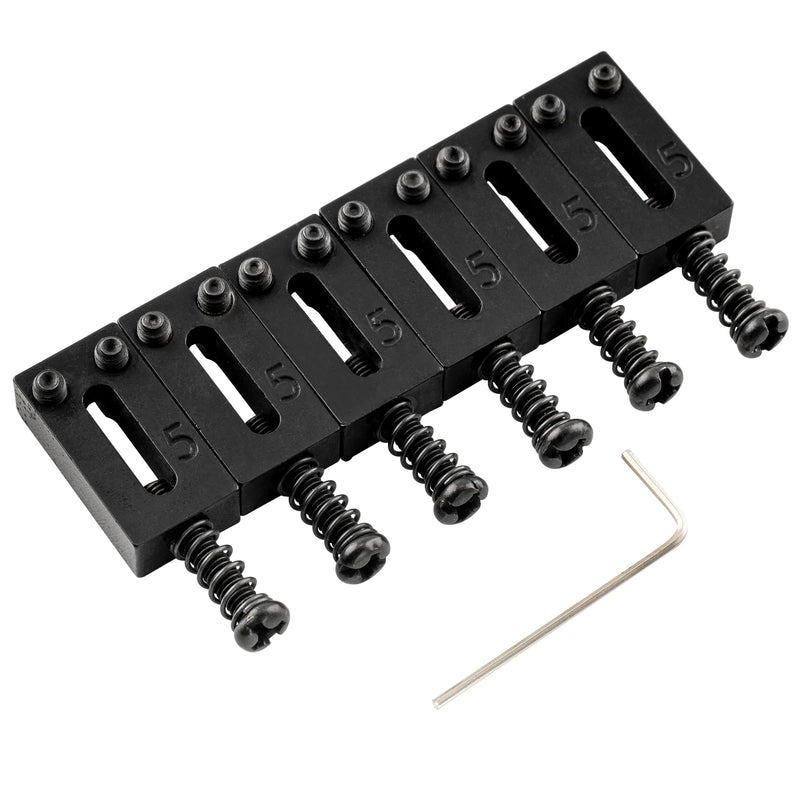 Musiclily Pro 10.5mm Stainless Steel Modern Guitar Tremolo Bridge Saddles for Fender Strat Stratocaster Tele Telecaster Electric Guitar, Black (Set of 6)