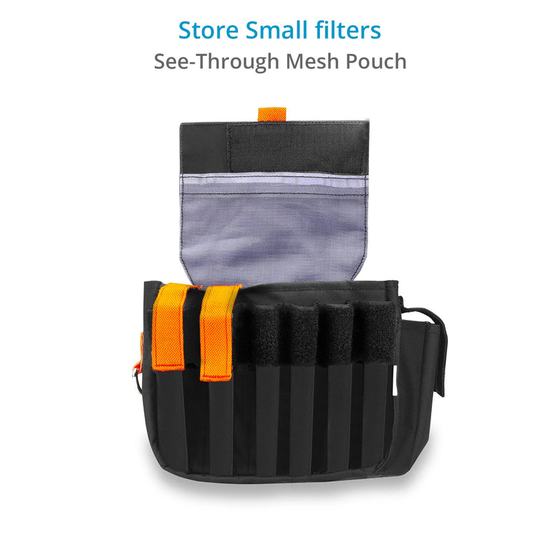 Proaim Cube AC Pouch Small for Camera Assistants, Grips and Techs | Splash-resistant tool pouch with three storage sections, mesh pocket, 2.5-inch belt loops, external pockets and D-ring