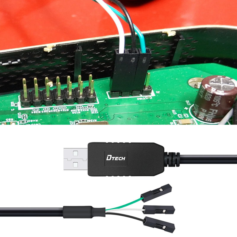 DTECH 3ft USB to TTL Serial Cable 3.3V 3 Pin TX RX Signal UART Adapter Debug Cord Compatible with Windows 11 10 8 7 Linux MAC OS Genuine FT232RL Chip 3Pin 3v3 2.54mm Dupont Female Header (Pack of 2) 6ft/1.8m (Pack of 2)