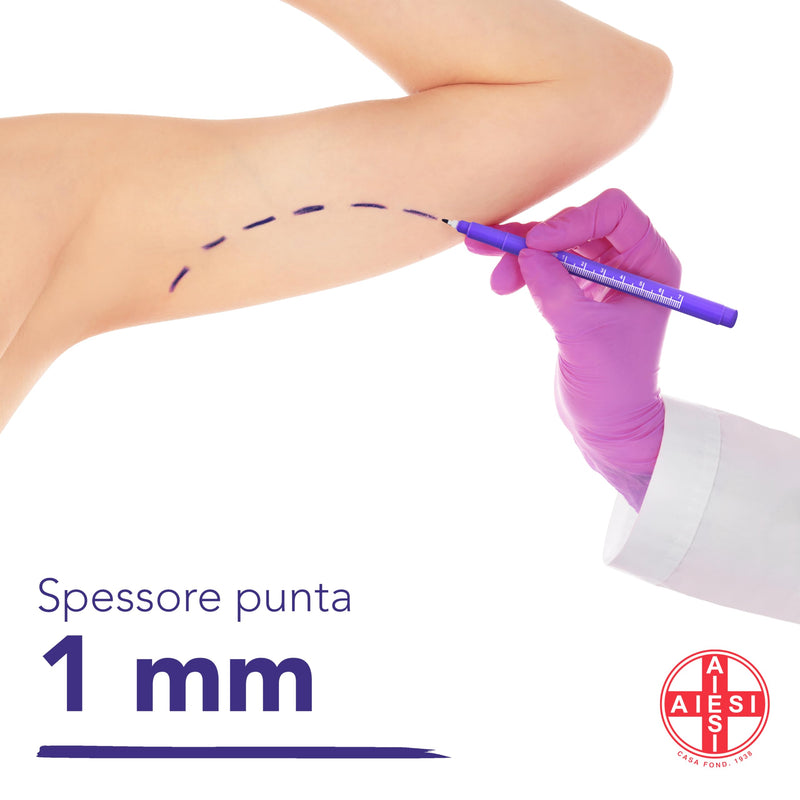 AIESI® Hospimark Dermography Pen for Skin with Standard Tip with Ruler (Pack of 10)