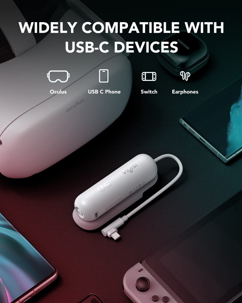 Battery Pack for Oculus Quest 2, 5000mAh Portable Charger Accessories for Meta Quest 2 Headset, Power Bank for VR Quest 2 Original Strap, Fast Charging Extend Extra 2-4H Playtime