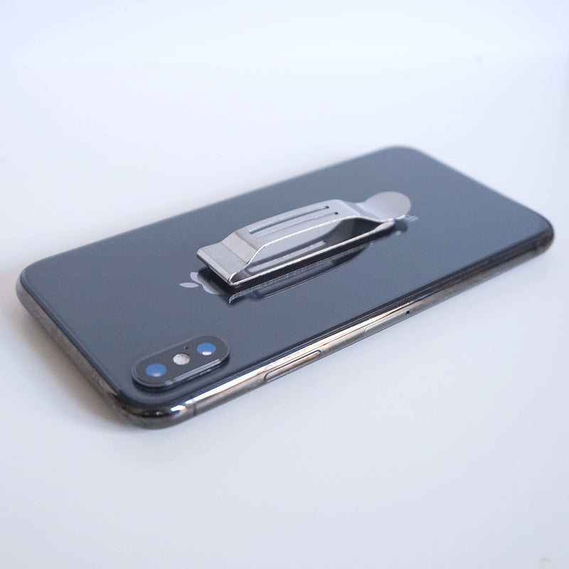 Universal Attachable Pocket Clip 2 Pack Adhesive Stainless Steel Belt Clip for Smartphones Cell Phone Hip Clip Light Weight Metal Phone Clip for Belt Bag Holster GPS Walkie-Talkie Silver