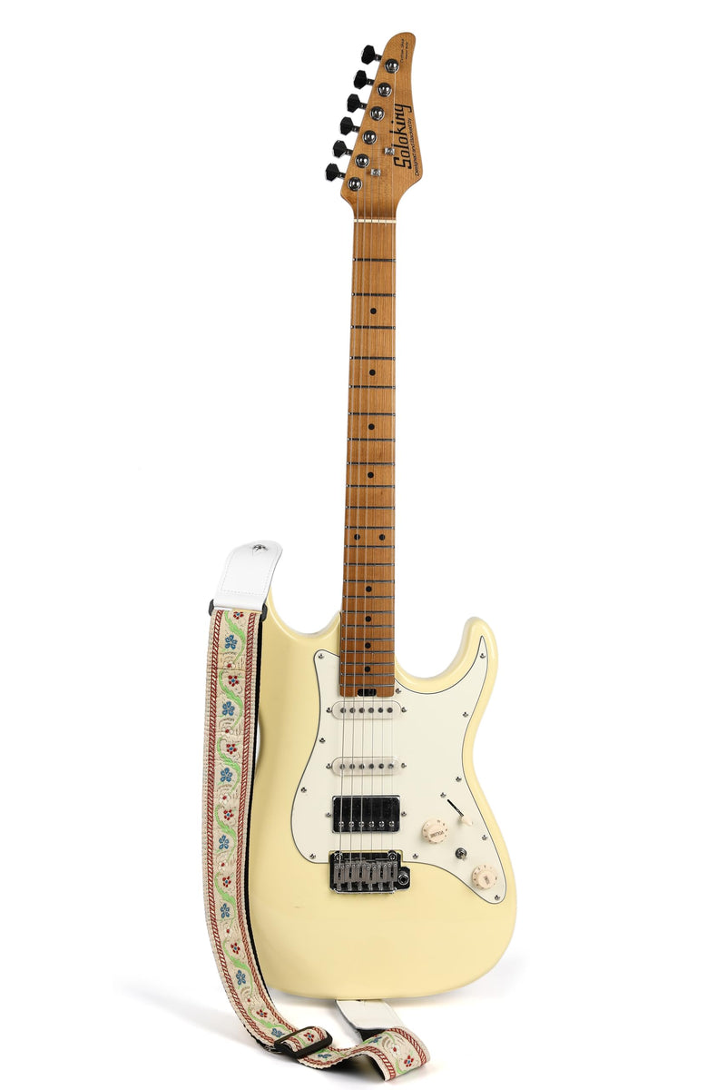 [AUSTRALIA] - Guitar Straps, Acoustic Electric Guitar Straps, Bass Guitar Strap with Adjusatable Length, Guitar Accessories White and Beige 