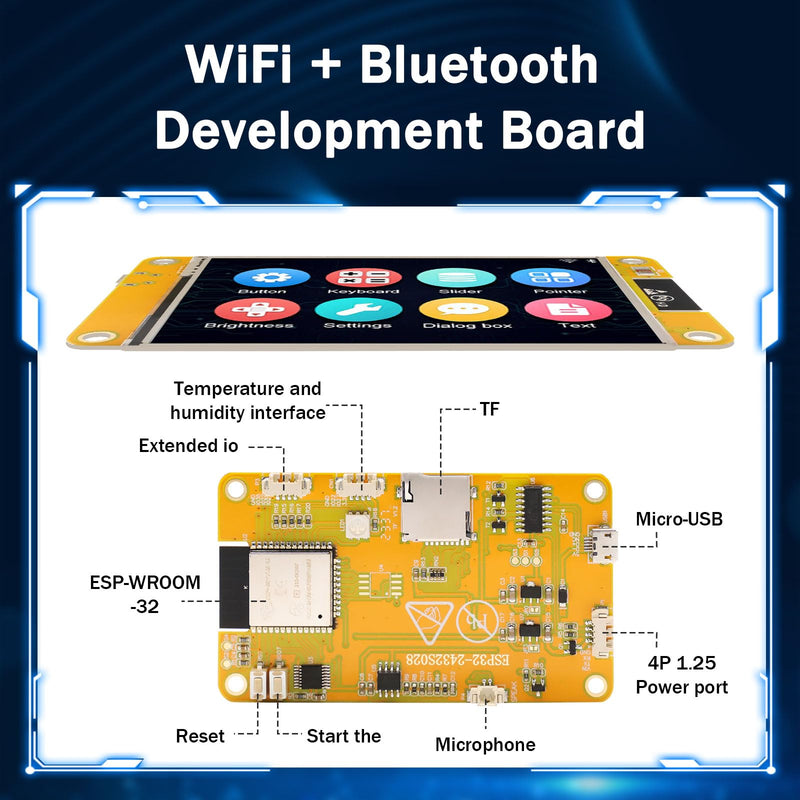 APKLVSR ESP Display, ESP Development Board WiFi Bluetooth 2.8 Inch 240 x 320 ESP Display TFT Module Touchscreen Compatible with Arduino/LVGL