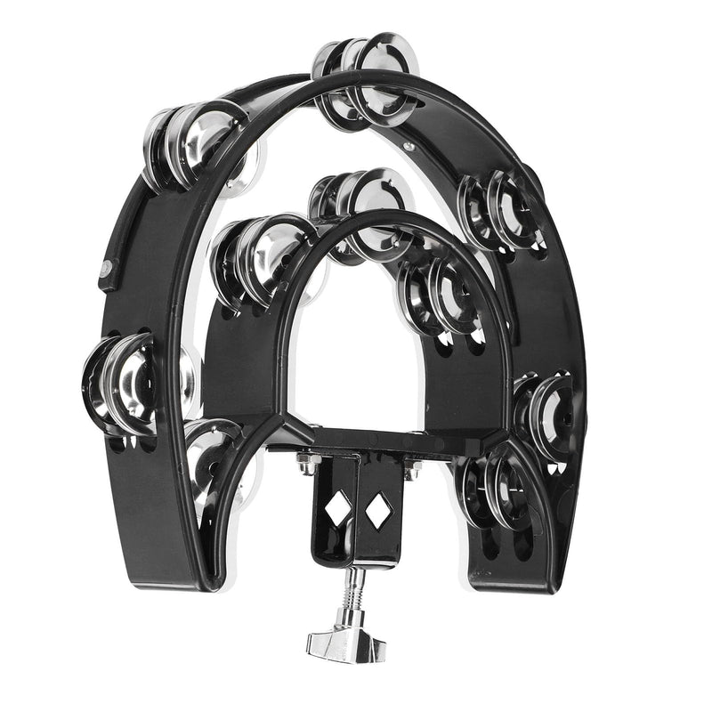 VGEBY Drum Set Hi Hat, Hi Hat Tambourine Drum Set Multifunctional Hand Bell Rattle Loose Double Row Bells Tambourine for for Mounted