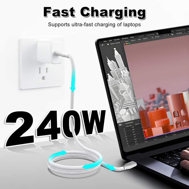 USB 4 Cable 16.5FT /5M, 20Gbps Data Transfer & 240W PD 3.1 Charging, Supports 5K/4K@60Hz Video, Compatible with Thunderbolt 4/3, MacBook, SSD, Docking Station, VR Headset, XPS, Surface Pro,white white