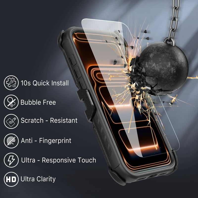 M MYBAT PRO for iPhone 17 Pro Case with Belt Clip Holster,[Compatible with Magsafe] w/Screen Protector,Anti-Drop,Shockproof,w 360°Rotating Kickstand,Heavy Duty Protection (Black) Black