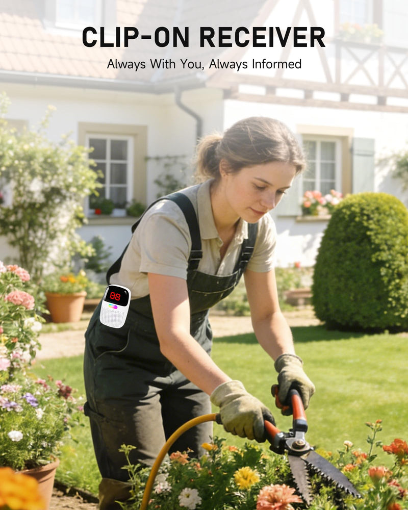 [AUSTRALIA] - PILSAMAS Bed Alarms for Elderly Dementia Patients - Digital Sensor ID Display & Clip-On Caregiver Pager, Wirelss 1000ft Range, No Month Fee, Motion Sensors for Fall & Room Exit Alerts 2 Sensors+ 1 Receiver 