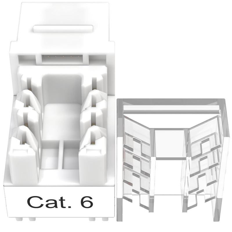 SATMAXIMUM 50 Pack Cat6 Keystone Ethernet Wall Jacks RJ45 Punch Down Slim Profile UTP White, 45 Degree for Patch Panel & Wall Plate, Supports Up to 10Gbps 50 PCS