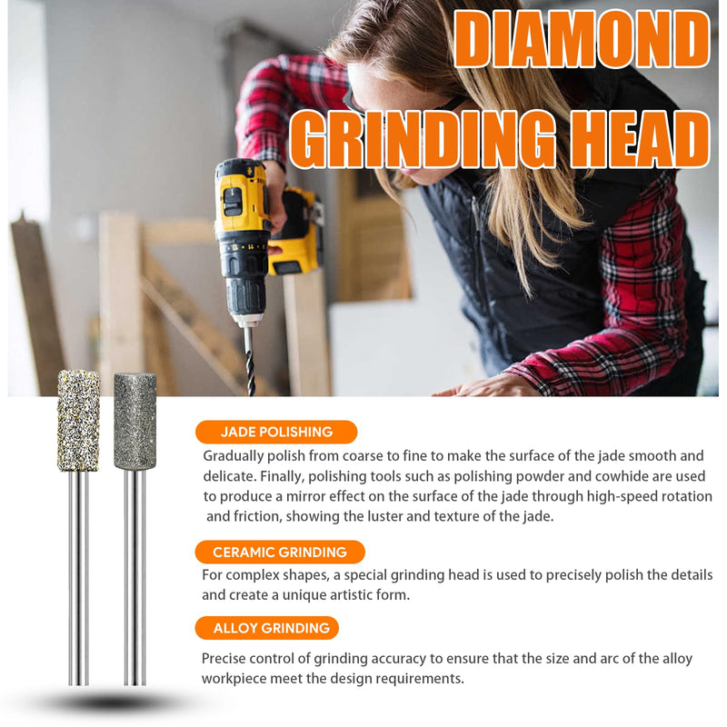 24 Piece Diamond Grinding Point Set - Grinding Attachments Suitable for Dremel - For Engraving & Polishing on Jade, Ceramic, Glass & Stone - Robust & Versatile