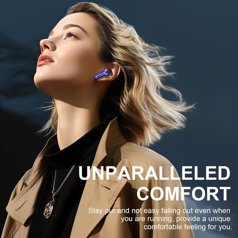 Wireless Earbuds, Bluetooth 5.4 Headphones 50H Playtime Ear Buds Earphones | IP7 Waterproof with 4 ENC Mics, HiFi Deep Bass, LED Display Fast Charging, 2026 in-Ear Headphones for Sports & Outdoor Blue