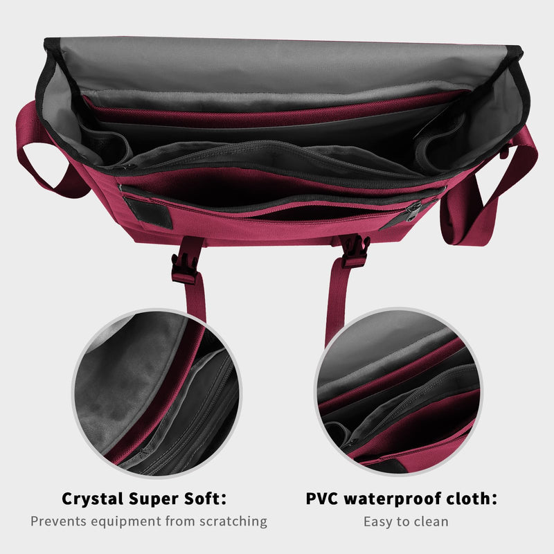 SIMTOP Messenger Bag Crossbody Shoulder Bag for Commuters and Travelers Water Resistant Scratch and Wear Cordura YKK Zipper Red
