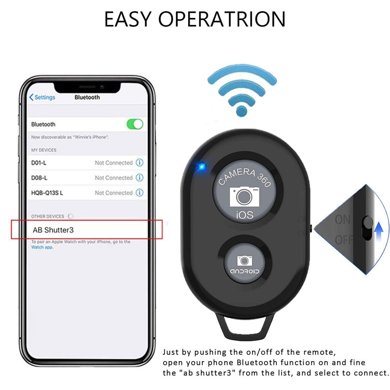 [AUSTRALIA] - Cellphone Remote Shutter for Smartphones and Tablets, AOQIYUE Wireless Camera Remote Control Compatible with iPhone/Android Cellphone Wrist Strap Included (Black+Pink) Black+Pink 