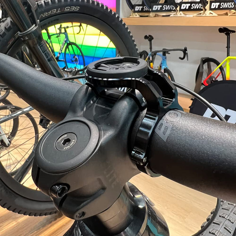 Mountain Bike Mount for Garmin Edge Wahoo Elemnt Bryton Rider Stages Dash Hammerhead Karoo, Bike Stem Mount for Handlebar 35mm(Black)