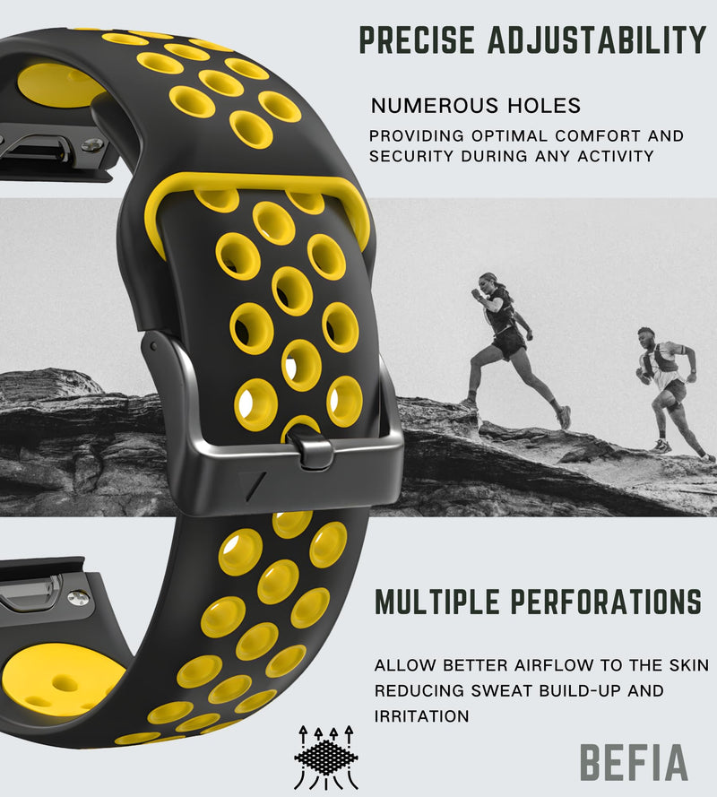 22mm Quickfit Watch Band for Garmin Fenix 5/6/7 Pro Solar Forerunner 935 745 965 955, Breathable Wristband for Garmin MARQ Descent Quatix Combo_4