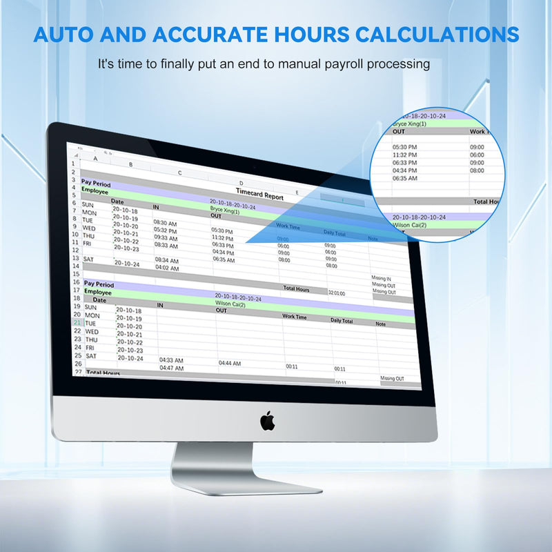 Time Tracking for Small Businesses, Multilingual, with Fingerprint & Pin Input, 1000 Fingerprint & 1000 ID, Employee Time Tracking Device, Working Time Tracking for Small Businesses