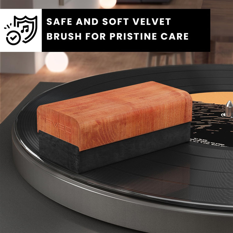 EVEO Vinyl Record Cleaning Kit - 4in1 Vinyl Record Cleaner Kit for Vinyl Records Albums. Vinyl Cleaner Includes XL Record Brush, Cleaning Liquid (4oz), Duster & Stylus Cleaning Gel - Archival Standard