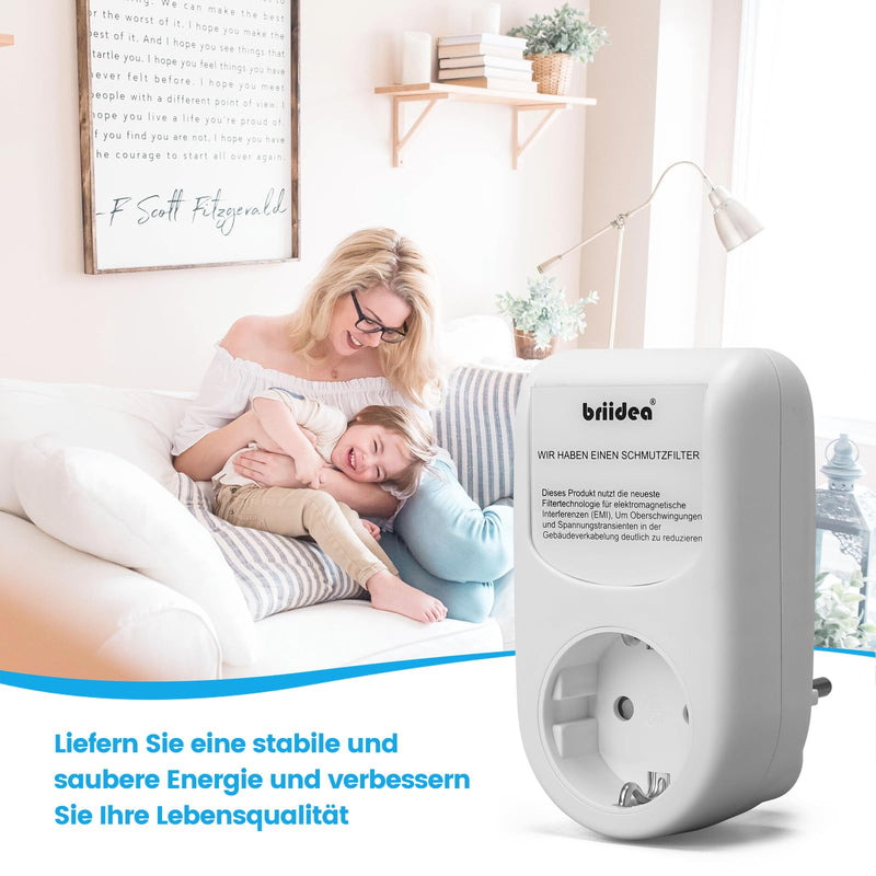 [AUSTRALIA] - briidea Mains Filter Adapter Plug, Universal Broadband Mains Filter, Healthy Environment & Longer Device Life through High Frequency Noise Filtration 