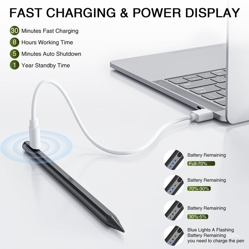 Pen for ipad 2018-2023, HATOKU Quick Charging Pencil 2nd Generation with Tilt & Palm Rejection, Pen for ipad Compatible with ipad Air 3/4/5, ipad Mini 5/6, ipad 6-10 Gen, ipad Pro 11/12.9" (Black) Starry Black