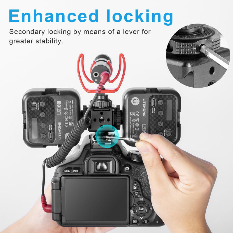 FOMITO 3 Port Cold Shoe Mount with 1/4"-20 Thread for Camea Cage Tripod Grip Flash LED Monitor Microphone
