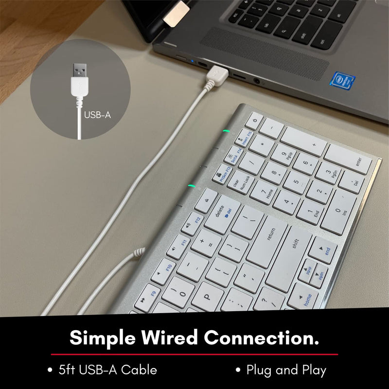 Keyboard for Mac and Windows, Macally Apple Wired Keyboard Compatible - Slim, Space-Saving Design USB Keyboard with Numeric Keypad - Budget-Friendly Laptop, MacBook, iMac Keyboard Replacement