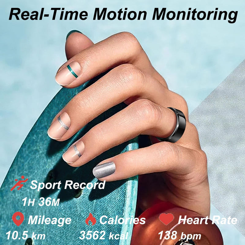 Smart Ring Heart Rate Monitor Blood Pressure Ring Sleep Tracker Health Ring Pedometer Step Counter Calories Waterproof Fitness Rings for Women Men US-11 Gold