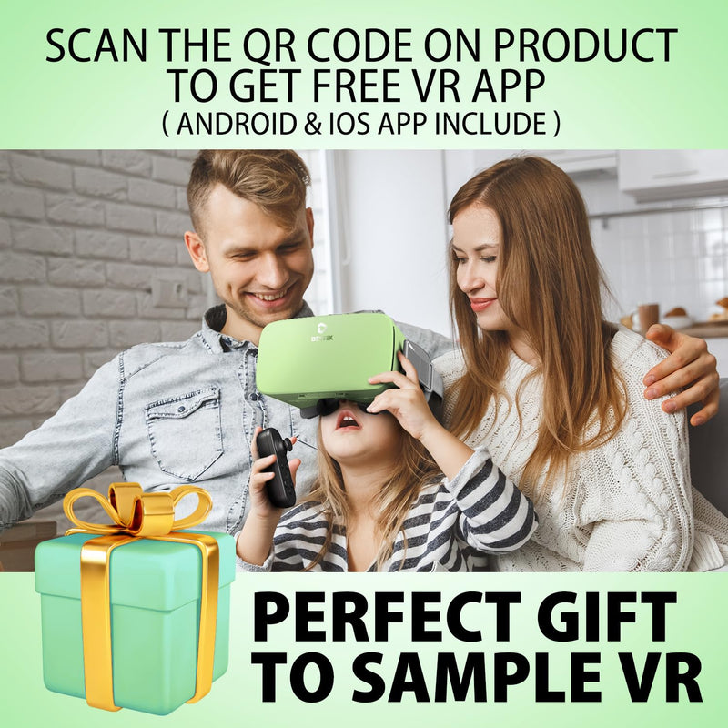 DESTEK V5 VR Headset for Phone w/VR Gamepad, 128 Premium VR apps Included, Anti-Blue Eyes Protected HD Lenses, 110° FOV Virtual Reality Headsets for iPhone, Android Phone