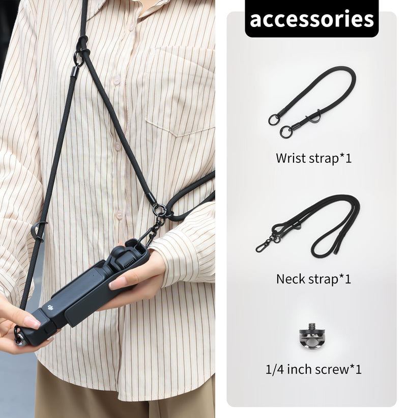 VRIG Crossbody Camera Strap for DJI Osmo Pocket 4 & Pocket 3/Xtra Muse | Adjustable Shoulder/Hand Wrist Straps Lanyard for Photography with a 1/4" Screw for Insta360 X5,DJI OSMO Action 6/5Pro/4/3