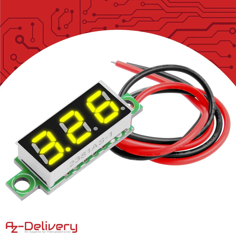 [AUSTRALIA] - AZDelivery Voltmeter 0.28 Inch/0.71 cm Mini Digital with 7 Segment Display 2.5 V - 30 V Parent 3 