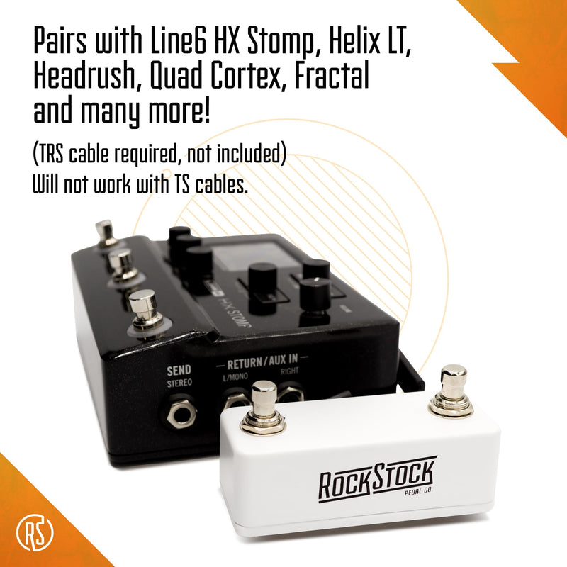 Dual Foot Switch Pedal - Versatile TRS Auxiliary Guitar Pedal - Expand Your Multi Effects Processor - Hand Wired and Built for the Road (Arctic White)