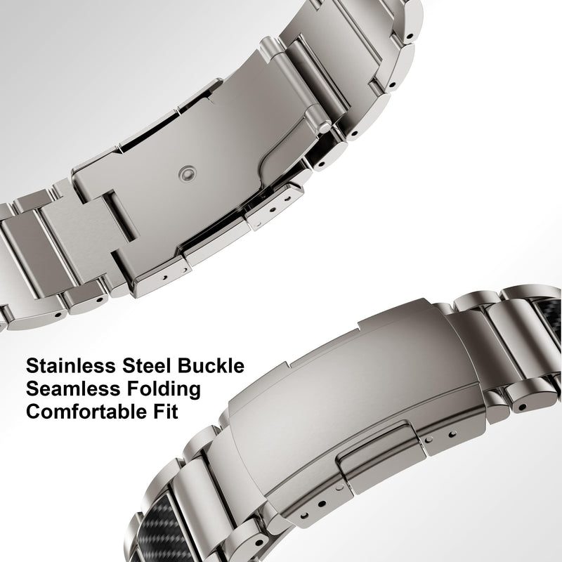 Titanium Band for Galaxy Watch Ultra 2/1 Band 47mm Men, Silver | Fit for Galaxy Watch Ultra 2/1 47mm Band, Carbon Fiber Titanium Metal Band Business Replacement Strap Carbon Fiber Silver