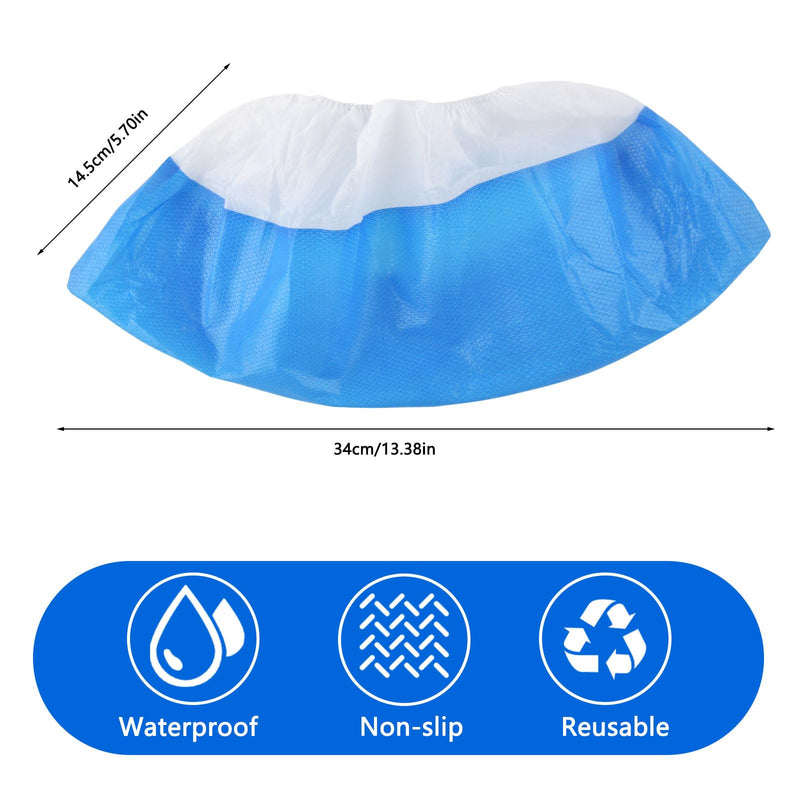 Pack of 100 Overshoes, Shoe Covers, CPE + PP Plastic Shoe Covers, Reusable Overshoes, Rain Protection, Overshoes, Shoe Covers, Waterproof, One Size, Indoor and Outdoor