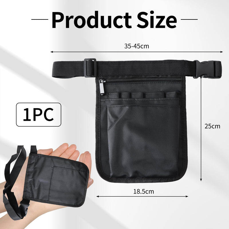 Nurse Bag, Waiter's Bag with Belt, Belt Bag Women's Made of Oxford Fabric, Side Pocket, Women's Black, Belt Bag Work Retail, Shoulder Bag Caregiver, Adjustable Belt