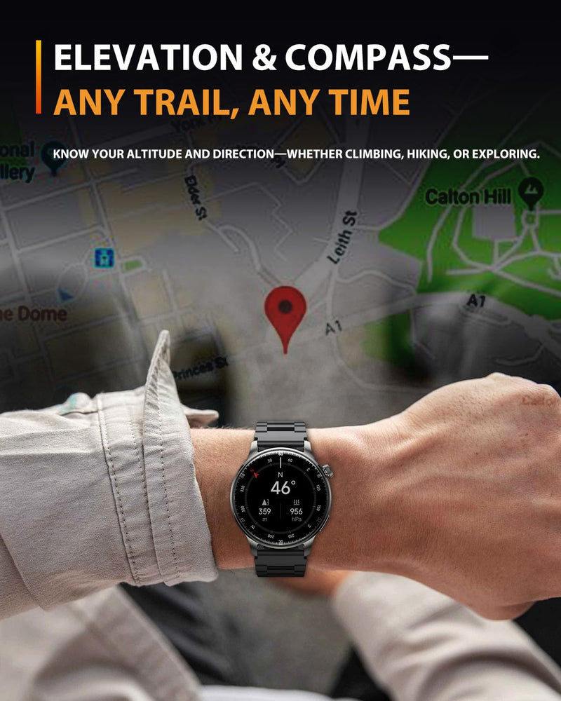 Smart Watches for Men Women with GPS (Answer/Make Calls), 1.52" AMOLED Smartwatch, 170+ Sport Modes Step Counter Fitness Activity Tracker with Sleep Stress Monitor, for Android iPhones Black