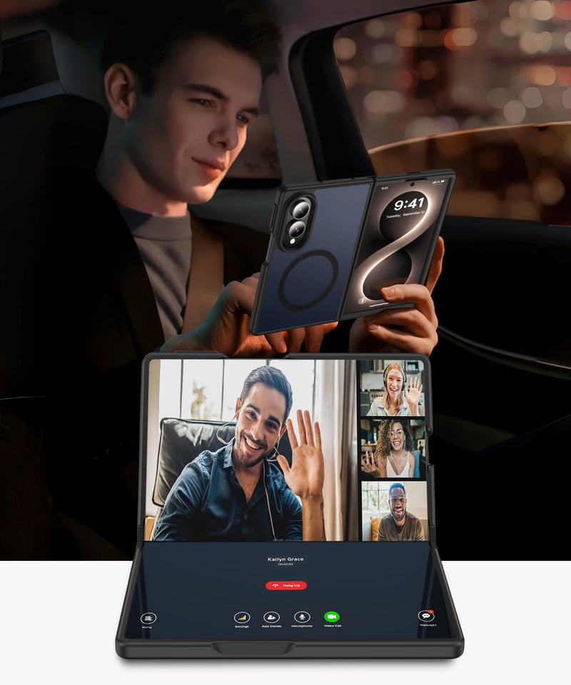 NO.1 Magnetic for Samsung Galaxy Z Fold 8 Case with MagSafe | [Military Grade Drop Tested][Translucent Matte][Anti-Fingerprint] Soft Silicone Bumper for Samsung Fold 8 Case Slim,Black