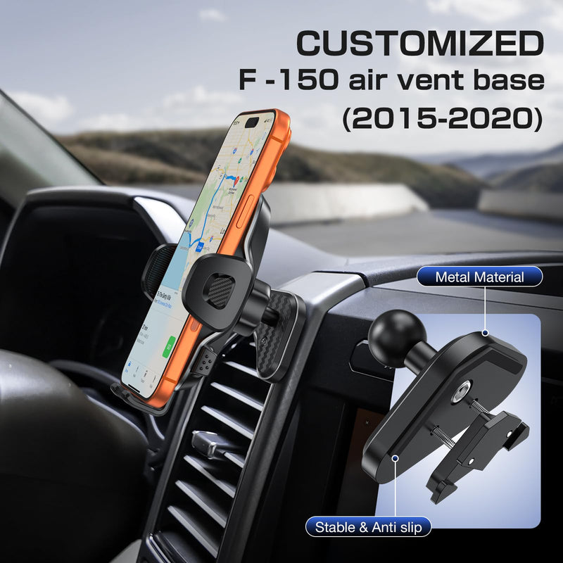 Ford F-150 2015–2020 / Super Duty 2017–2021 / Expedition 2018–2021 Vent Phone Mount | All-Metal, Heavy-Duty, OEM-Like Fit for Smartphones Black - Clamp Mount