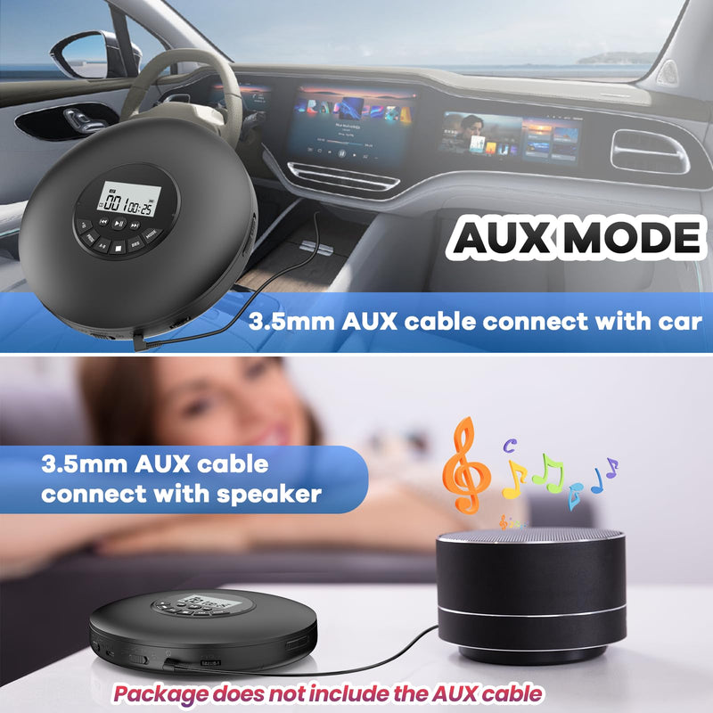 [AUSTRALIA] - Arafuna Portable CD Player-Compact Discman CD Player-Personal Music Player with CD-R & CD-RW Playback Anti-Skip Protection, Programmable Tracks - Earphones Included Black 