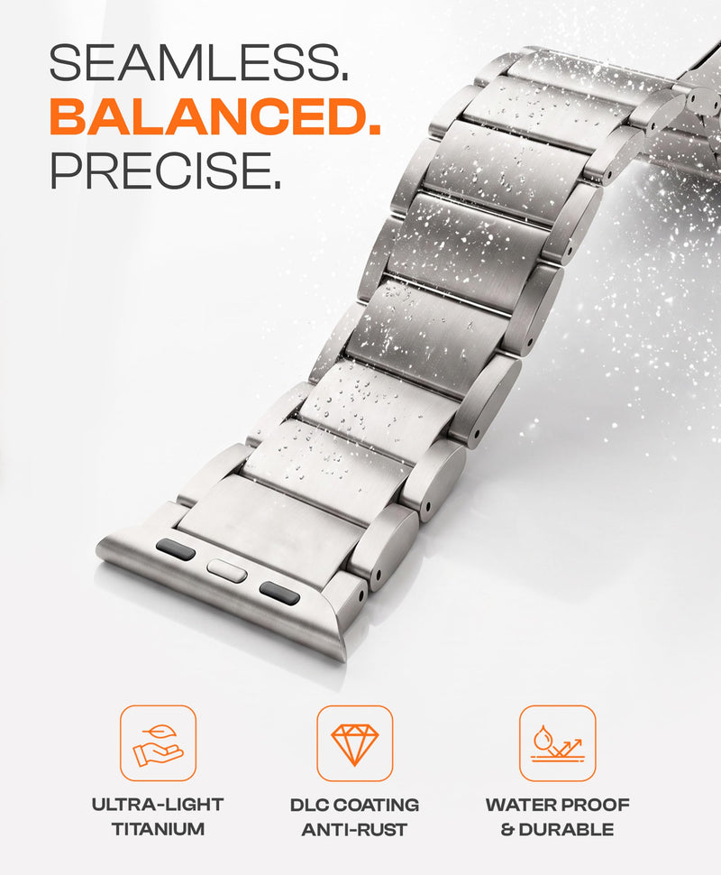 Titanium Watch Band Compatible with Apple Watch Ultra 3/2/1, 49mm | Adjustable Titanium Apple Watch Band 49mm, DLC Coating with Deployant Clasp, Waterproof & Ultra‑Light, Perfect Color Matching Natural Titanium | Deployant Clasp | 26mm