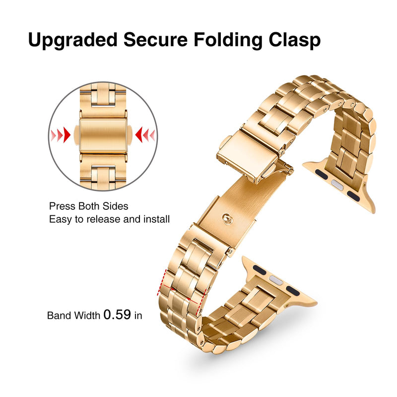 Bundle of the Silver and Gold Metal Apple Watch Replacement Band in 42mm 44mm 45mm 49mm