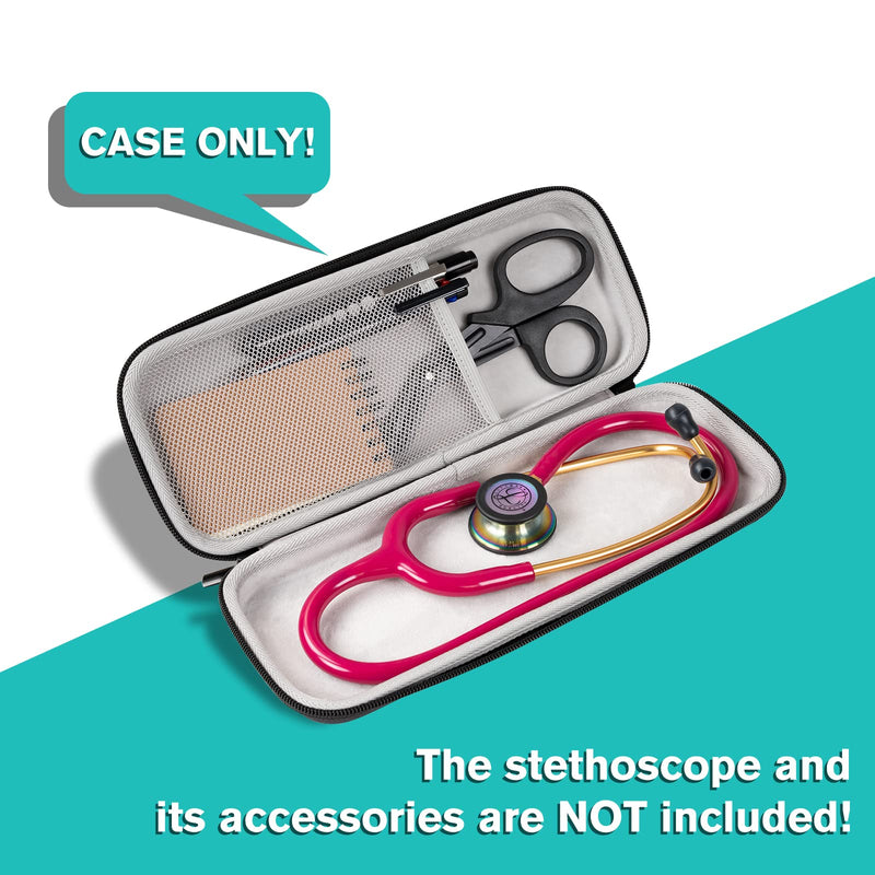 ProCase Stethoscope Case for 3M Littmann Classic III, Lightweight II S.E, MDF Acoustica Stethoscope, Cardiology IV Stethoscope, Hard Travel Carrying Case for Nurse -Black Black