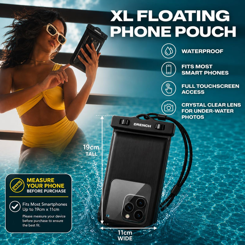 DRENCH Waterproof Fanny Pack with Floating Phone Pouch, IPX8 Submersible Waist Pack Dry Bag for Swimming, Snorkeling, Kayaking & SUP, Waterproof Belt Bag for Beach, Travel & Water Sports